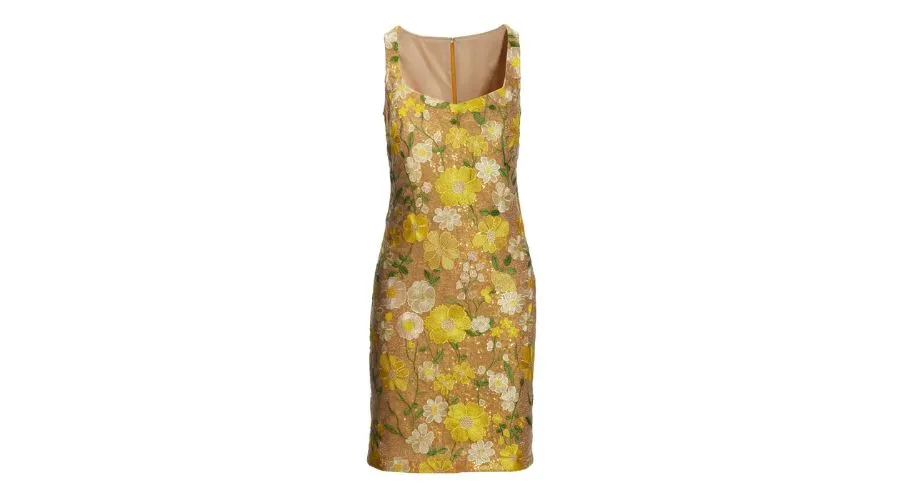 Floral Embroidered Sequin Sheath Dress