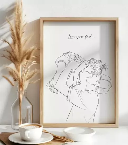 Custom Line Art, Custom Family Line Drawing From Photo