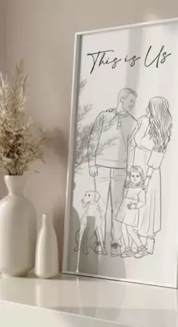 Custom Line Art, Custom Family Line Drawing From Photo